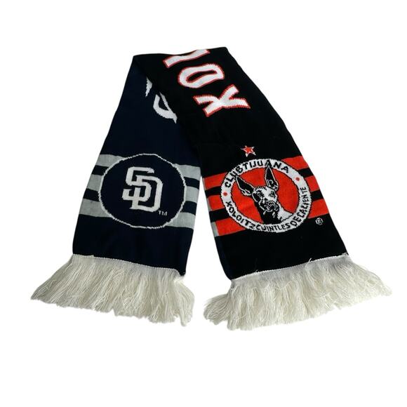 Xolos Club Tijuana Futbol Soccer Padres Baseball Knit Scarf Unisex Reversible - Picture 3 of 6